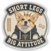Autocollant vinyle drôle de Corgi | Pattes courtes (Devant)