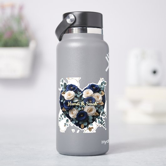 Autocollant vinyle en forme de cœur à monogramme f (HydroFlask)