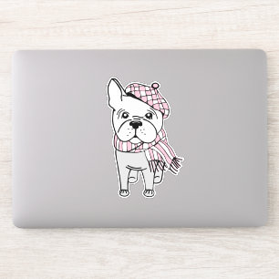 Autocollant vinyle fantaisie hiver bouledogue fran