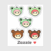 Autocollant vinyle fille Kawaii (Feuille)