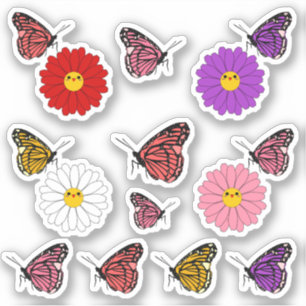Autocollant vinyle fleur de marguerite kawaii avec