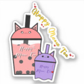 Autocollant vinyle Happy Meow Tea (Devant)
