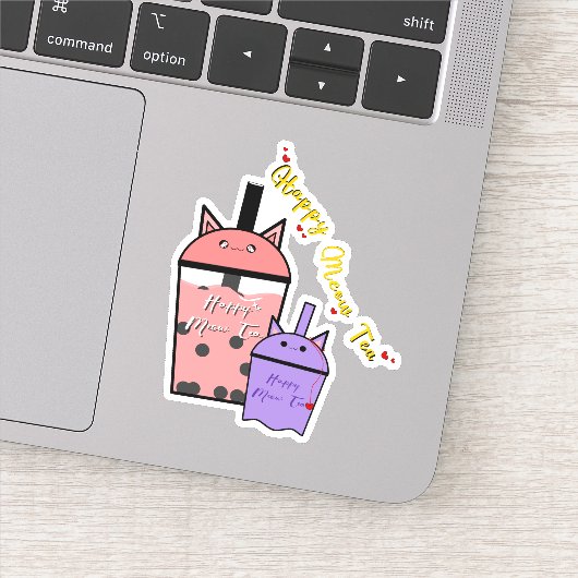 Autocollant vinyle Happy Meow Tea (Détail)
