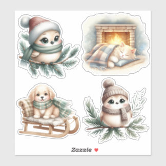 Autocollant vinyle Hygge Cottagecore hiver cosy