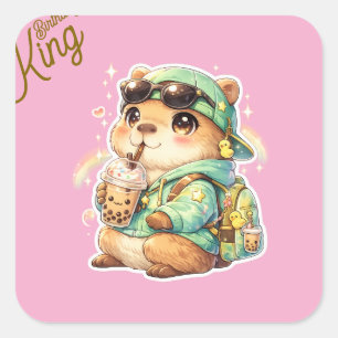 Autocollant vinyle Kawaii Anime Capybara Bubble Te