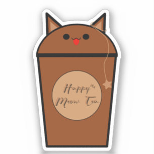 Autocollant vinyle Kawaii Chocolate Meow Tea