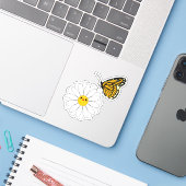 Autocollant vinyle Kawaii Daisy avec papillon (Ordinateur portable avec iPhone)