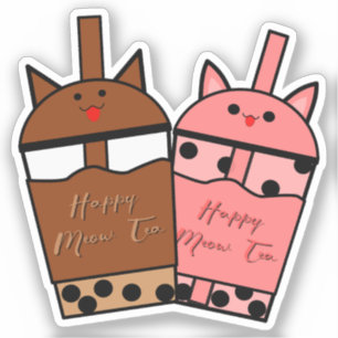 Autocollant vinyle Kawaii Duo Meow Tea