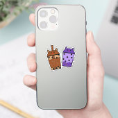 Autocollant vinyle Kawaii Duo Meow Tea (Téléphone)