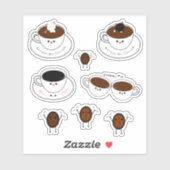 Autocollant vinyle Kawaii Meow Coffee (Feuille)