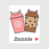 Autocollant vinyle Kawaii Meow Tea (Feuille)
