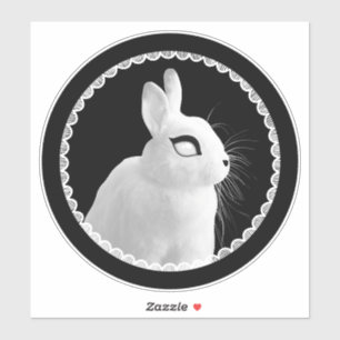 Autocollant vinyle kiss-cut lapin blanc étrange