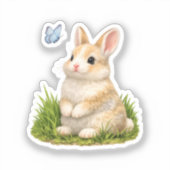 Autocollant vinyle Lapin Mignon avec Papillon (Recto)
