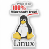 Autocollant vinyle Linux 3x3 - Microsoft gratuit (Devant)