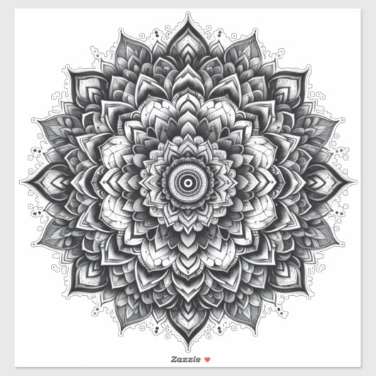 autocollant vinyle mandala de fleurs (Feuille)