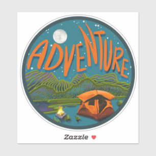 Autocollant vinyle Montagnes Camping Tente Aventur