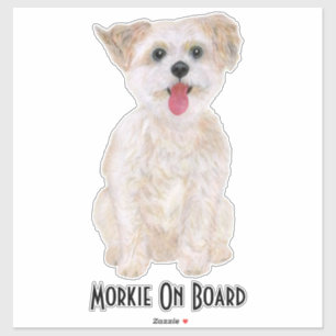 Autocollant vinyle Morkie avec texte