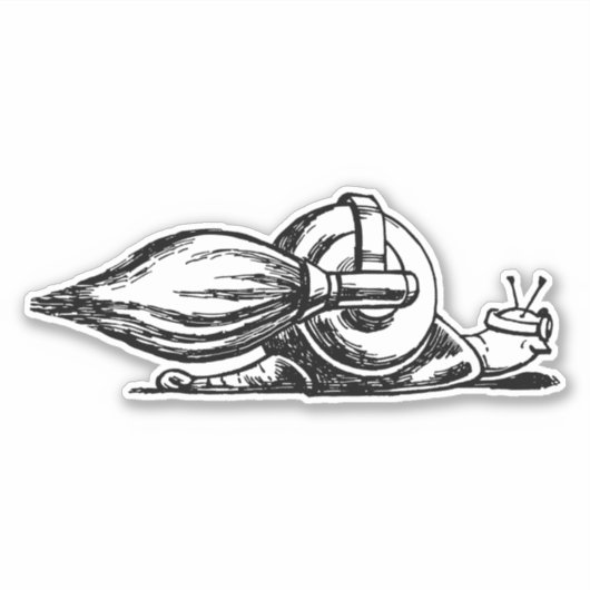 Autocollant vinyle noir et blanc Escargot Fusée (Devant)