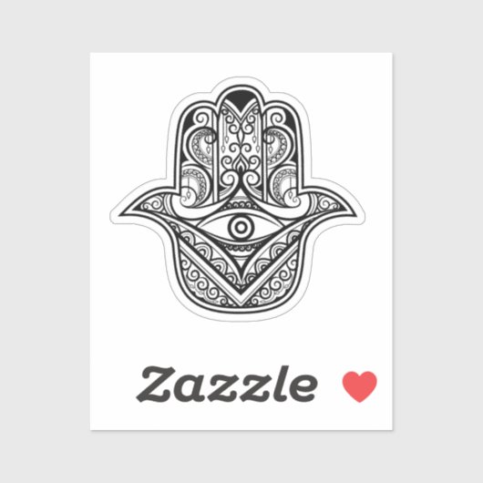 Autocollant vinyle œil mauvais main Hamsa complexe (Feuille)