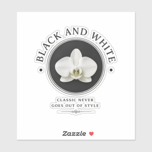 autocollant vinyle orchidée noir et blanc (Feuille)