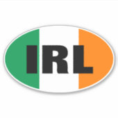 Autocollant vinyle Oval IRL avec drapeau irlandais (Devant)