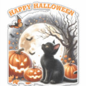 Autocollant vinyle personnalisé de chat Halloween (Devant)