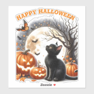 Autocollant vinyle personnalisé de chat Halloween 
