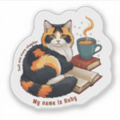 Autocollant vinyle personnalisé de lecture de chat (Devant)