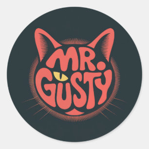 Autocollant vinyle rétro "Mr. Gusty" Chat Logo