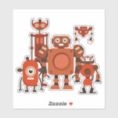 Autocollant vinyle robots aliens de l'espace (Feuille)