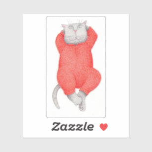 Autocollant vinyle rouge long caleçon chat 3"X3"