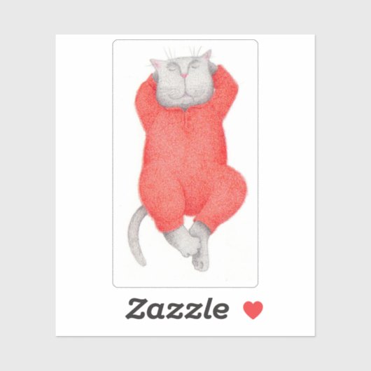 Autocollant vinyle rouge long caleçon chat 3"X3" (Feuille)