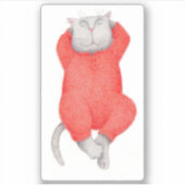 Autocollant vinyle rouge long caleçon chat 3"X3" (Devant)