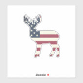 Autocollant vinyle silhouette de cerf drapeau amér (Feuille)