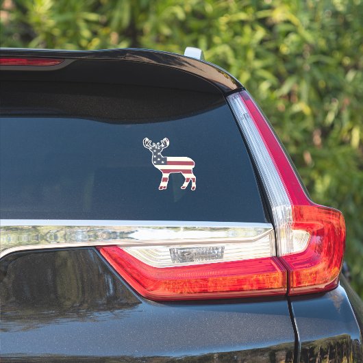 Autocollant vinyle silhouette de cerf drapeau amér (Côté voiture)
