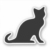 Autocollant vinyle silhouette de chat noir (Devant)