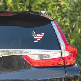 Autocollant vinyle silhouette de poulet drapeau am