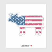 Autocollant vinyle silhouette de vache drapeau amé (Feuille)