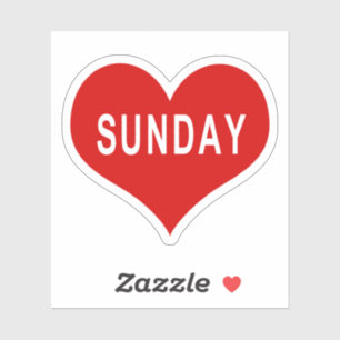 Autocollant vinyle SUNDAY cœur rouge amour