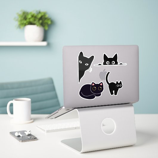 Autocollant vinyle sur mesure Black Cut (Ordinateur portable sur le bureau)