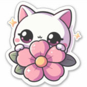 Autocollant vinyle sur mesure chat Kawaii (Devant)