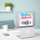 Autocollant vinyle sur mesure Retour à l'école (Ordinateur portable sur le bureau)