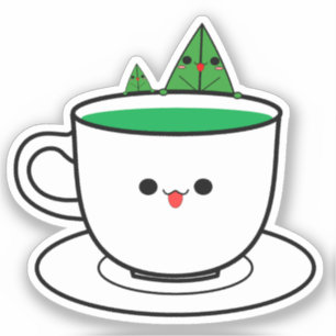 Autocollant vinyle Tasse à thé Kawaii