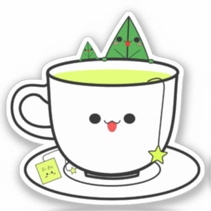 Autocollant vinyle Tasse à thé Kawaii