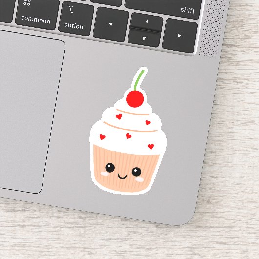 Autocollant vinyle visage cupcake pour bouteille d (Détail)