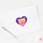 Autocollant Violet Hibou Amusant (Enveloppe)