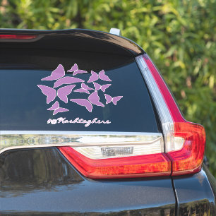 Autocollant voiture papillons violet blanc