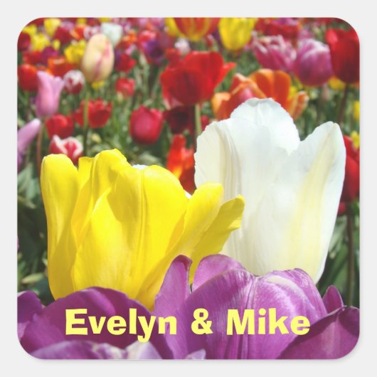 Autocollant Votre Nom Fleur de Tulipe Son nom (Devant)