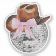 Autocollant Western Cowboy Casquette Pink Bow Disc