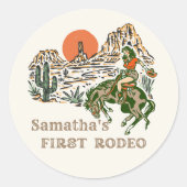 Autocollant Western First Rodeo Cowgirl 1er annive (Devant)